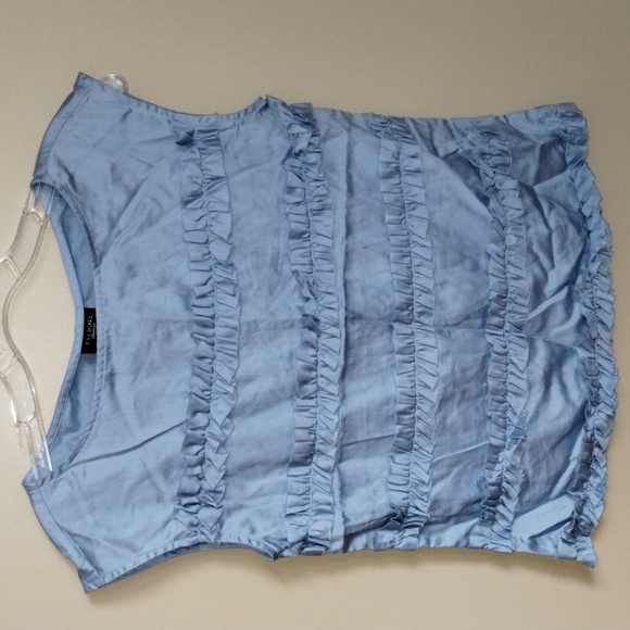 Talbots Tops - Talbots Ruffle Cotton Top Blue Sleeveless 2 Petite S2011 NWT